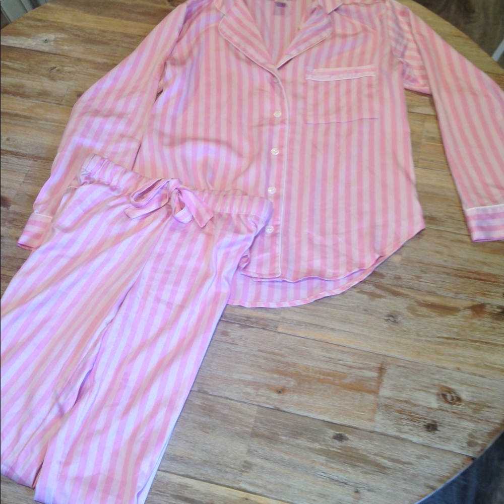 Victoria's secret pink stripe pajamas